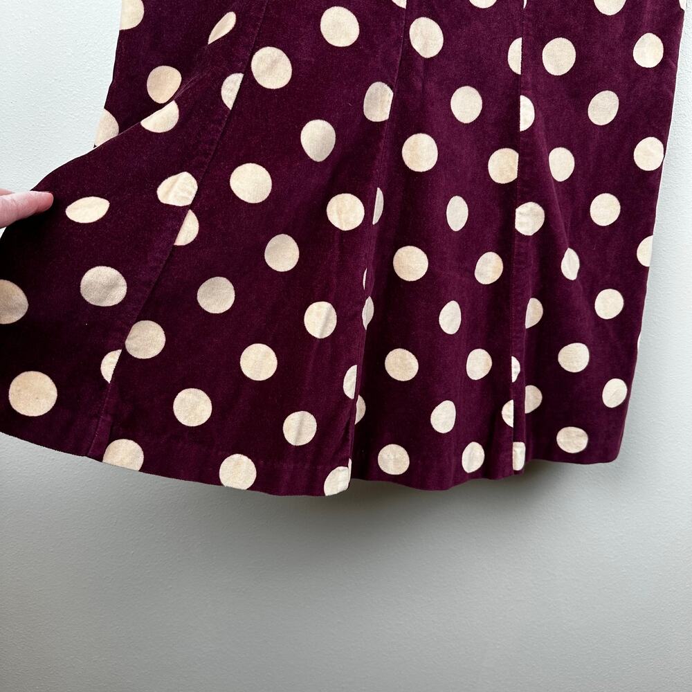 Boden Velvet Skirt Polka Dot Retro Mod Pencil A-Line Burgundy 12L Long Office - Picture 5 of 11